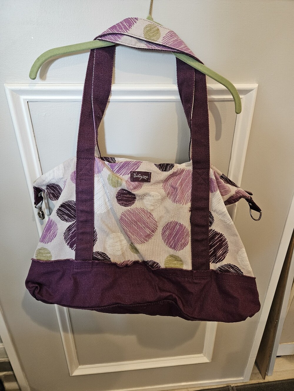 Thirty-one Canvas tote dufflebag. Purples And  Olive Color